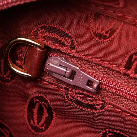 💋CARTIÉR-MUST DE CARTIÉR LEATHER BORDEAUX CLUTCH - Picture 9 of 16